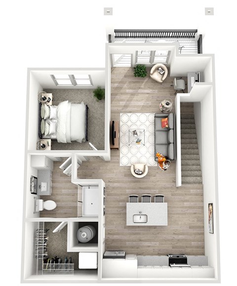 Floor plan for 1 bed, 1 bath, 800 sqft